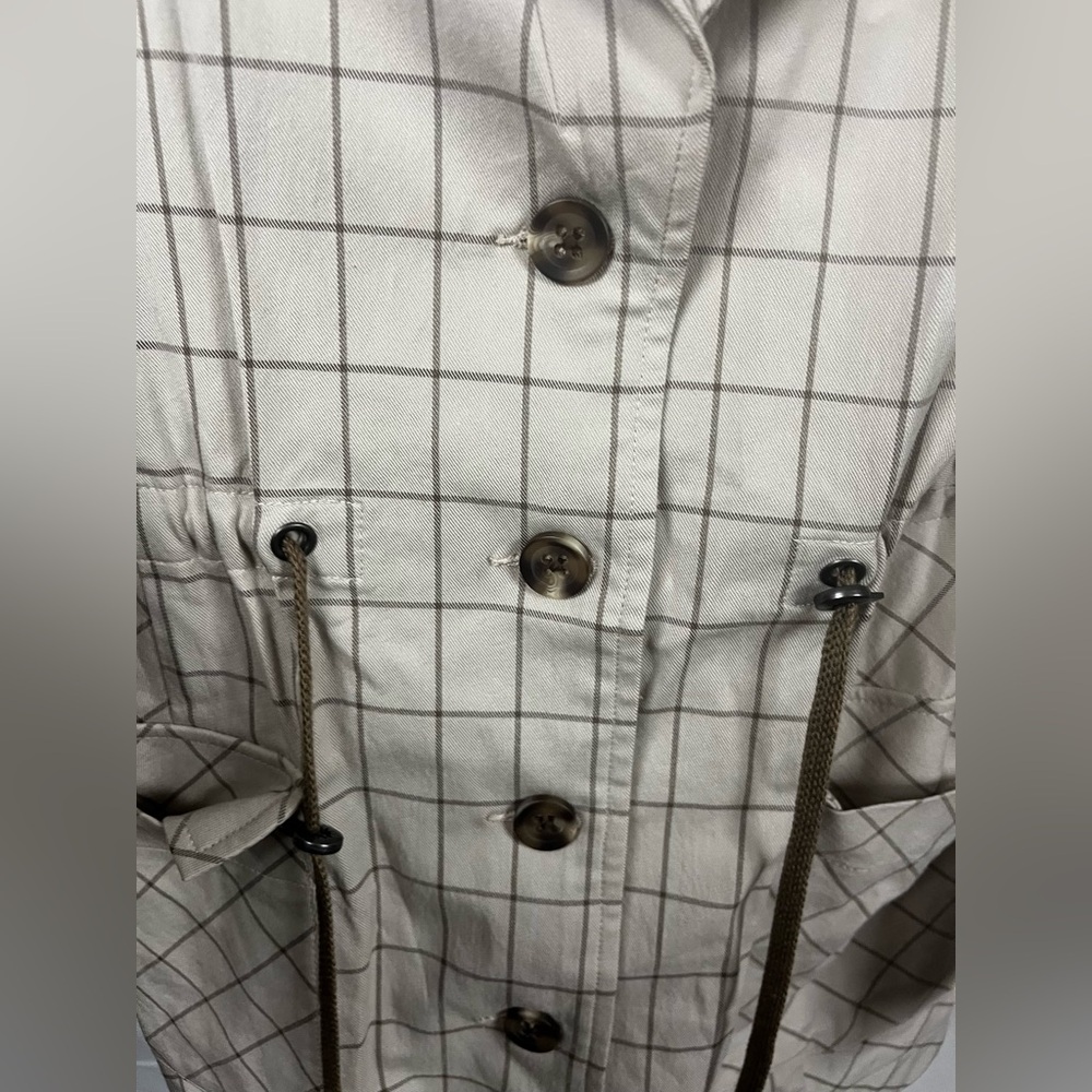 Cabi Women's Windowpane Khaki Cinched Waist Button Front Jacket- Size‎ Small - Picture 7 of 9